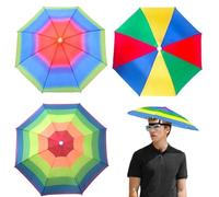 JJiaoLinin Sombreros de Paraguas de Pesca, 3 Piezas Sombrero de paraguas, Sombrero de Sombrilla,Gorra de Paraguas Arcoíris, Gorra Plegable Para Playa, Pesca, Golf, Fiesta, Tocado