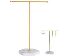 JJiaoLinin Soportes de Joyería, Soporte de Metal para Joyas,Soporte de Exhibición de Collares con Barra en T de Metal, Adecuado para Collares,Pendientes,Pulseras,Anillos,Relojes,etc (Blanco+Oro)