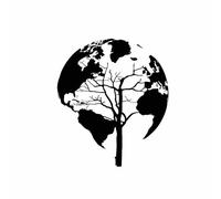 JJIFENLI Pegatinas para Coches 17.2CM * 20CM Árbol Naturaleza Mapa del Mundo Decoración Genial Calcomanía de vinilo Pegatina de coche Negro/Plata