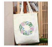 JJJing5 Kits de bordado para adultos, bolsa estampada con patrón de flores coloridas, aros, hilos, costura, arte de punto de cruz, para mujer, organizador del hogar, kit de agujas de perforación (#2)