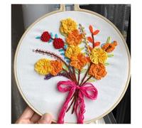 JJJing5 Kits de bordado para adultos, estampado con patrón de girasoles amarillos, margaritas con aros, hilos de color de tela, punto de cruz, costura, estudiantes, decoración del hogar, kit de agujas