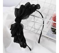 JJLFresheners Diadema de lazo grande con lazo negro, diadema anudada con lazo vintage, aro de tela, accesorios para el cabello para niñas y mujeres, accesorios para el cabello