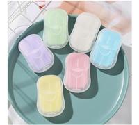JJLFresheners Paquete de 6 hojas de jabón portátiles azules, mini hojas de papel de jabón portátiles desechables solubles en agua para lavado de manos, papel perfumado para acampar y champú para