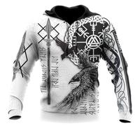 JJLLAZAD Ropa Vikinga Sudadera con Capucha para Hombre Estampado en 3D Tatuaje de Mitología Nórdica Manga Larga Bolsillo de Canguro Odín Sudadera con Capucha Regalos Paganos,Gungnir,XL