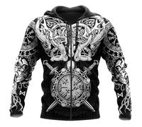 JJLLAZAD Viking Jormungandr Sudadera con Capucha Hombres Vegvisir Yggdrasil Verano Invierno Mitología Nórdica Trajes de Cosplay 11 Tipos y 8 Tamaños