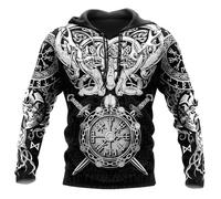JJLLAZAD Viking Jormungandr Sudadera con Capucha Hombres Vegvisir Yggdrasil Verano Invierno Mitología Nórdica Trajes de Cosplay 11 Tipos y 8 Tamaños