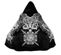 JJLLAZAD Vikingo Jormungandr Sudadera con Capucha Hombres Vegvisir Yggdrasil Verano Invierno Mitología Nórdica Cosplay Disfraces 11 Tipos y 8 Tamaños,Viking Cloak,XL