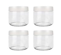 JJoexyfit Tarro de cristal con tapa de scew, recipientes para avena nocturna, con tapa, boca ancha, recipientes para fugas (300 ml, blanco)