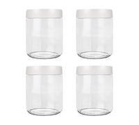 JJoexyfit Tarro de vidrio con tapa Scew, recipientes de avena nocturna con tapas, recipientes de almacenamiento de boca ancha con fugas (500 ml, blanco)