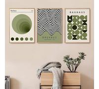 JJoias Bauhaus Green Abstract Wall Art Posters Canvas Painting Prints Pictures Modern Living Room Dormitorio Interior Cocina Oficina Decoración Hogar-50 * 70Cm*3=20 * 27 Pulgadas*3 (Sin Marco)