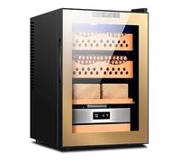 JJoias Gabinete De Humidor De Cigarros 50L 300 Cuenta De Capacidad, Sistema De Control De Temperatura/Humedad Con Estantes De Cajón De Cedro Español, Operación Tranquila,Oro