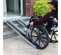 JJoias Rampa Telescópica De La Silla De Ruedas, Rampa De Riel De Aluminio Ajustable Con Superficie No Deslizante, Tamaño Compacto, Capacidad De 300 Kg/660 Lbs,213cm