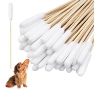 JJPJL 50 Piezas Hisopos De Algodón para Mascotas,Long Bastoncillos de Algodón para Perros y Gatos,para Gatos,Perros,Conejos,etc.,15cm