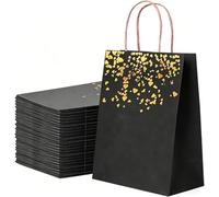 JJQHYC 18 bolsas de papel pequeñas con asa, bolsas de regalo para Navidad, cumpleaños, fiestas, color negro