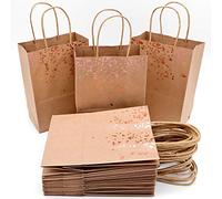 JJQHYC 18 piezas Bolsa de Regalo Bolsa de Papel Kraft con Decoración de Corazón Bronceado y Asas utilisada en Cumpleaños Fiestas Celebraciones de Bodas
