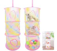JJQHYC 2 Piezas Organizador Colgante de Almacenamiento para Juguetes de peluche, Bolsa de Malla de 3 Niveles, Organizador de Camping, Almacenamiento de Peluches para Dormitorios infantiles