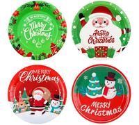 JJQHYC 40 Piezas Platos de Navidad Platos de Papel de Navideños Vajilla de Fiesta de Navidad Decoración de Mesa Navidad