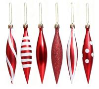 JJQHYC 6 Bolas de Navidad Rojas para árbol de Navidad, Adornos Colgantes de Gotas, decoración de árbol de Navidad para Vacaciones, Fiesta de Año Nuevo