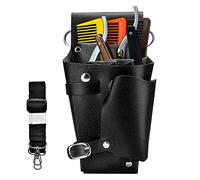 JJQHYC Bolsa de Peluquería Cuero Bolsa para Tijeras de Peluquería Profesional Barbero Bolsa para Herramientas de Peluquería Riñonera para Peluquería, Negro