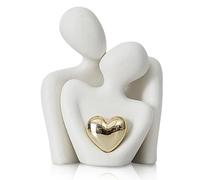 JJQHYC Estatuilla Romántica de Pareja, Figura de Amor Cerámica Blanca, Adornos Pequeños para Decoración del Hogar, Moderna Escultura de Regalo para Aniversario de Boda