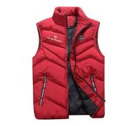 jjqnkjxc Chaleco sin mangas para hombre acolchado cálido - Pal.mer-Joh_nson Abrigo de exterior ligero con cuello alto - Chaquetas informales de talla grande para otoño-invierno, rojo, S