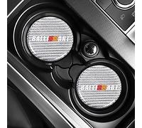 JJRY 2 Coche Posavasos para Mitsubishi Ralliart Lancer Lancer EX Outlander ASX Antideslizante Impermeables Silicona Posavasos Coche Interiores Accesorios,Silver Ralliart White