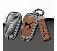 JJRY Coche Llave Mando Carcasas para DS DS7 DS5 DS6 DS9 New Energy DS4 Llavero Carcasa de Llave Accesorios Decorativos,Grey Brown Set