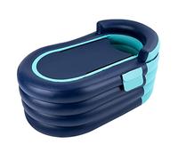 JJsdwin Bañera hinchable para adultos, 1,4 m, plegable con bomba de aire eléctrica, para caravana, piscina y baño familiar, color azul