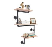 JJsdwin Estantería flotante de 3 capas, estantería industrial tubular de madera maciza, espacio para animales, 30 cm, capacidad de carga 30-50 kg, estantería de pared para salón, cocina, baño