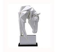 JJSPP Simplicity - Estatuas geométricas de cabeza de caballo blanco, escultura de animales, resina, manualidades, decoración del hogar, sala de manualidades, creativa, (color: 15,5 x 27,5 cm)