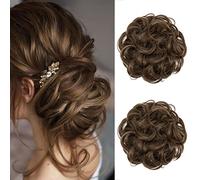 JJstar 2 piezas de pelo con banda elástica, moño rizado, coletero con pelo, extensiones de pelo, extensiones de pelo para mujeres y niñas