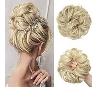 JJstar Moños Postizos, Grande Coleteros Pelo Mujer Postizos de Pelo Natural Rizado Ondulado Postizos Moño y Coletas Extensiones de Cabello, Moño Sintético Despeinado para Mujeres