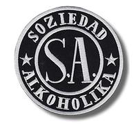 JJTEXTIX - Parche redondo de tela de planchar, 10 x 10 cm, Negro, Aventura al Aire Libre - Bordado, Música, 1 unidad