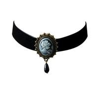 JJTZX Gargantilla victoriana de encaje de terciopelo negro gótico para mujer, regalo para ella, 31 cm, Metal