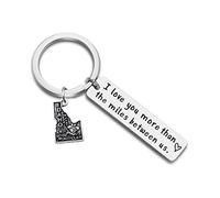 JJTZX I Love You More Than The Miles Between Us - Llavero con Mapa del Estado de relaciones a Larga Distancia