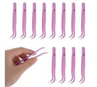 JJUNW 12 pinzas de plástico, pinzas dobladas de 4.5 pulgadas para hacer joyas de niños, manualidades, decoración de horneado, alimentación de reptiles, color morado