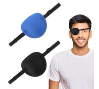 JJUNW 2 parches para ojos, parches negros para adultos, parche pirata ajustable para ojos derecho o izquierdo, parche reutilizable súper suave para hombres y mujeres, ambliopía perezosa (estilo A)
