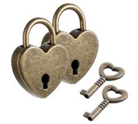 JJUNW 2 Pzas Cerraduras Pequeñas en Forma de Corazón con Llave, Candados de Bronce Antiguo para Caja de Joyería, Diario, Taquilla