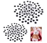 JJUNW 200 unidades de ojos móviles autoadhesivos, 15 mm + 20 mm, para manualidades, redondos, en blanco y negro, de plástico, para manualidades, álbumes de recortes, manualidades, accesorios para