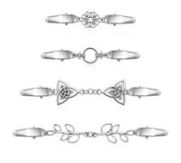 JJUNW 4 clips vintage para cárdigan de metal, clips plateados para blusas, vestidos, cierre de bufanda, broches para ropa, retro, elegante, cárdigan, accesorios de encanto