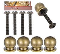 JJUNW 4 pomos redondos de latón macizo, manijas de metal para cajones de gabinete, elegantes pomos redondos de latón antiguo para manijas de cajones de latón, pomos de caja de joyería (bronce)