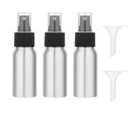 JJUNW Botella Pulverizadora de Aluminio Pequeña, 3 Piezas de 50ml Atomizador de Perfume para Llevar, Vacía con 2 Embudos Mini Botella Pulverizadora de Viaje Recargable Portátil