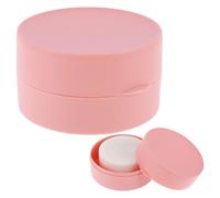 JJUNW Jabonera redonda de viaje, caja de jabón portátil de plástico con tapa, recipiente para jabón de ducha, champú sólido, 7,7 cm, jabonera redonda para jabón sólido (rosa)
