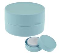 JJUNW Jabonera redonda de viaje, caja de jabón portátil de plástico con tapa, recipiente para jabón de ducha, champú sólido, 7,7 cm, jabonera redonda para jabón sólido (azul)