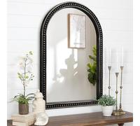 JJUUYOU Espejo de baño arqueado decorativo para montar en la pared, espejo de tocador de 65 x 45 cm, marco de madera, espejos de pared para baño, dormitorio, sala de estar, negro antiguo