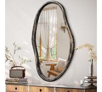 JJUUYOU Espejo de pared asimétrico, espejos irregulares para pared, marco de madera moderno, espejo colgante de tocador, espejos decorativos para sala de estar, baño, dormitorio, entrada, grande, 75 x