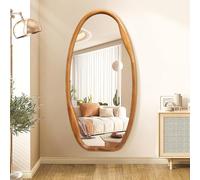 JJUUYOU Espejo de pared con marco de madera, espejos irregulares para pared, 100 x 50 cm, espejo colgante asimétrico decorativo vintage para baño, dormitorio, sala de estar, guardarropa, entrada