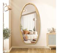 JJUUYOU Espejo de pared con marco de madera irregular, espejos asimétricos para pared, 100 x 50 cm, espejo decorativo de madera para colgar en baño, dormitorio, sala de estar, guardarropa, entrada