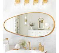 JJUUYOU Espejo de pared irregular grande asimétrico para baño, 98 x 45 cm, con marco de metal, espejos decorativos horizontales o verticales para sala de estar, dormitorio, entrada y dormitorio