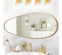 JJUUYOU Espejo de pared irregular grande con marco de metal, espejos decorativos de 98 x 45 cm, espejo asimétrico de aviación, marco de aleación de aluminio para baño, dormitorio, sala de estar